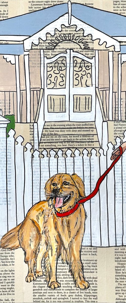 Dog Days Walkies 40cm x 40cm by DEBORAH LANG