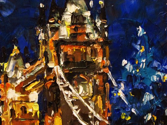 Christmas in London oil painting