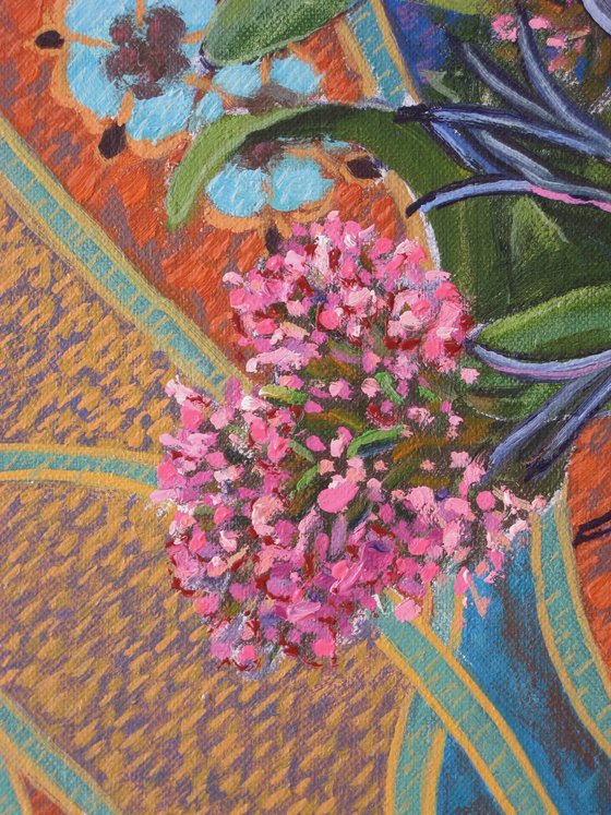 Mixed Flowers in a Green Vase