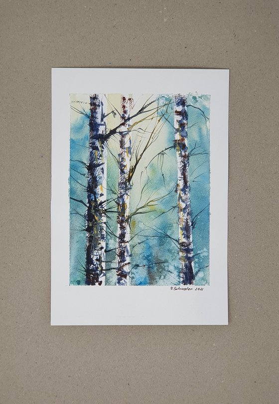 18/20 ORIGINAL WATERCOLOR painting. Trees series