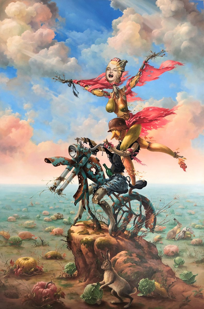 Surrealistic Portrait Oil Painting By Alexander Mikhalchyk, 39 X 59, The Flight Of Monroe., Original Artwork