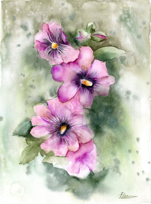 Hollyhock flowers by Olga Shefranov (Tchefranov)