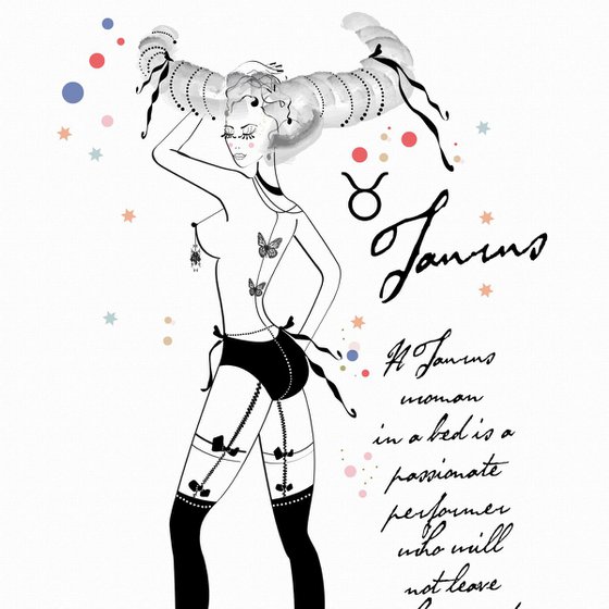 Taurus - Toro - Astrology - Zodiac - AstroPinup - Pinup Girl - Erotic - Birthday - Gift