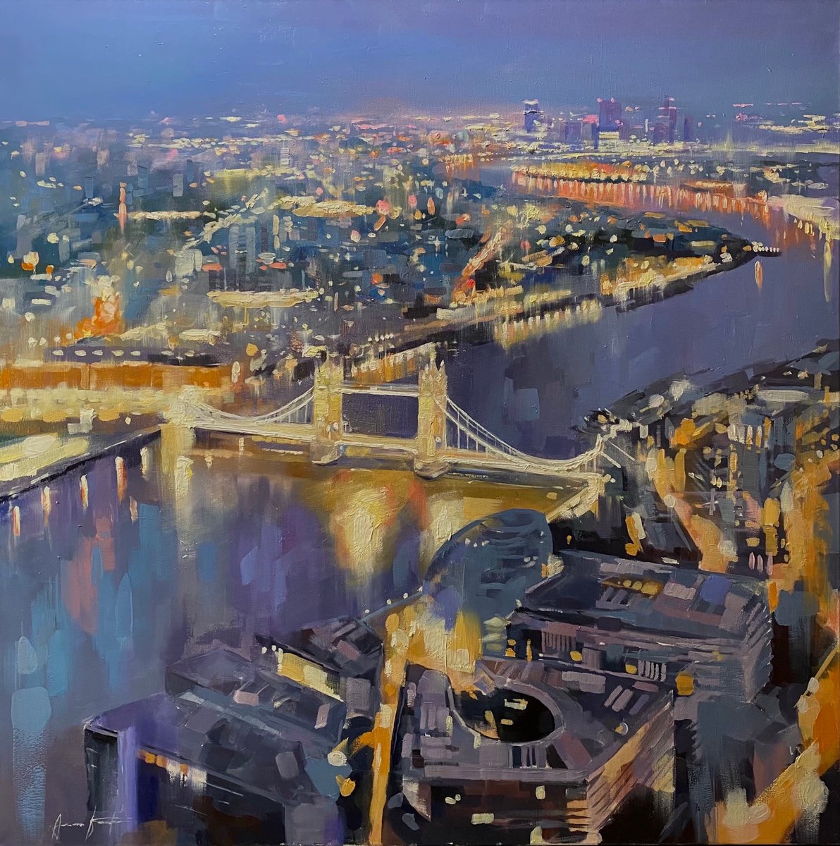London lightsoriginal oil painting by Artem Grunyka