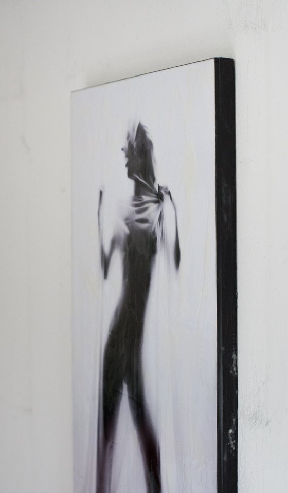 "Exitus Ab" (60x40x2,5cm) - Unique figurative artwork on wood (abstract, figurative, gouache, original, painting, coffee, acrylic, oil, watercolor, encaustics, beeswax, resin, wood, fingerpaint)