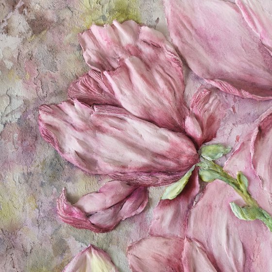 Pink magnolias sculpture painting