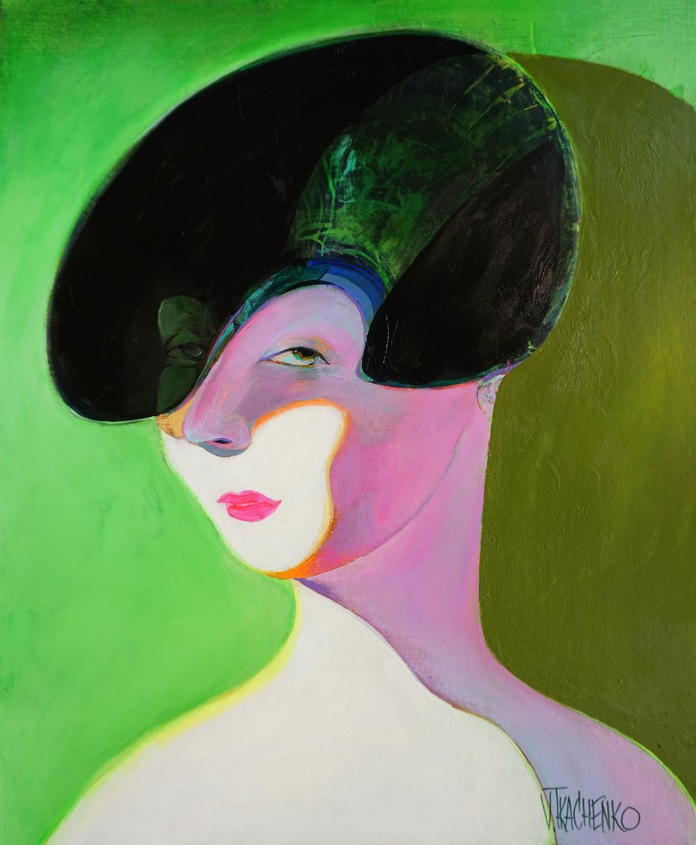 Organic Portrait Acrylic Painting By Victor Tkachenko, 16 X 20", Svetka, Original Artwork