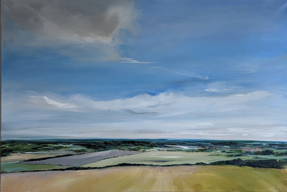 Impressionistic Landscape Oil Painting By Jo Earl, 36 X 24, Aston Clinton, Buckinghamshire Landscape #2, Original Artwork