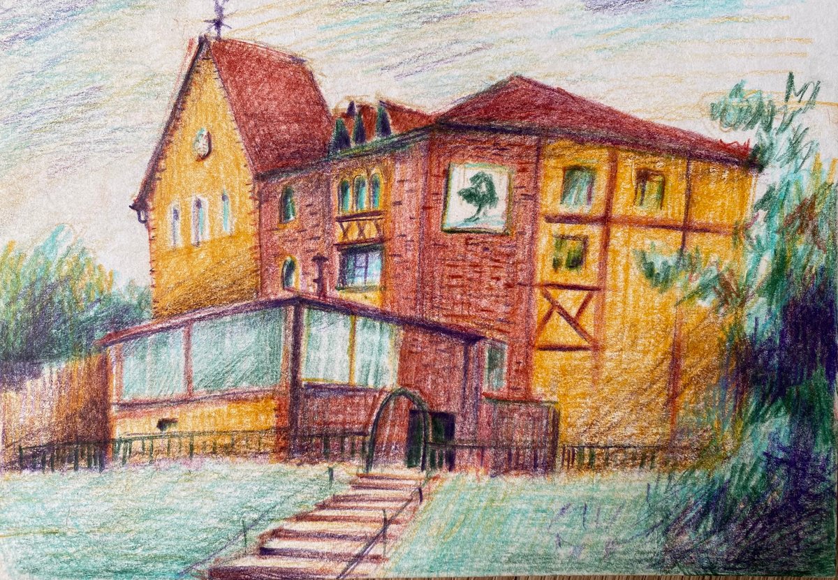 Gingerbread House - pencil drawing by Anna Boginskaia