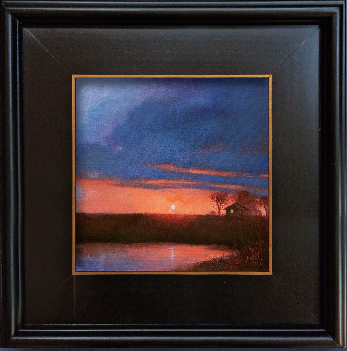 Landscape Acrylic Painting By Ayna Paisley, 14 X 14, Blazing Skies, Original Artwork