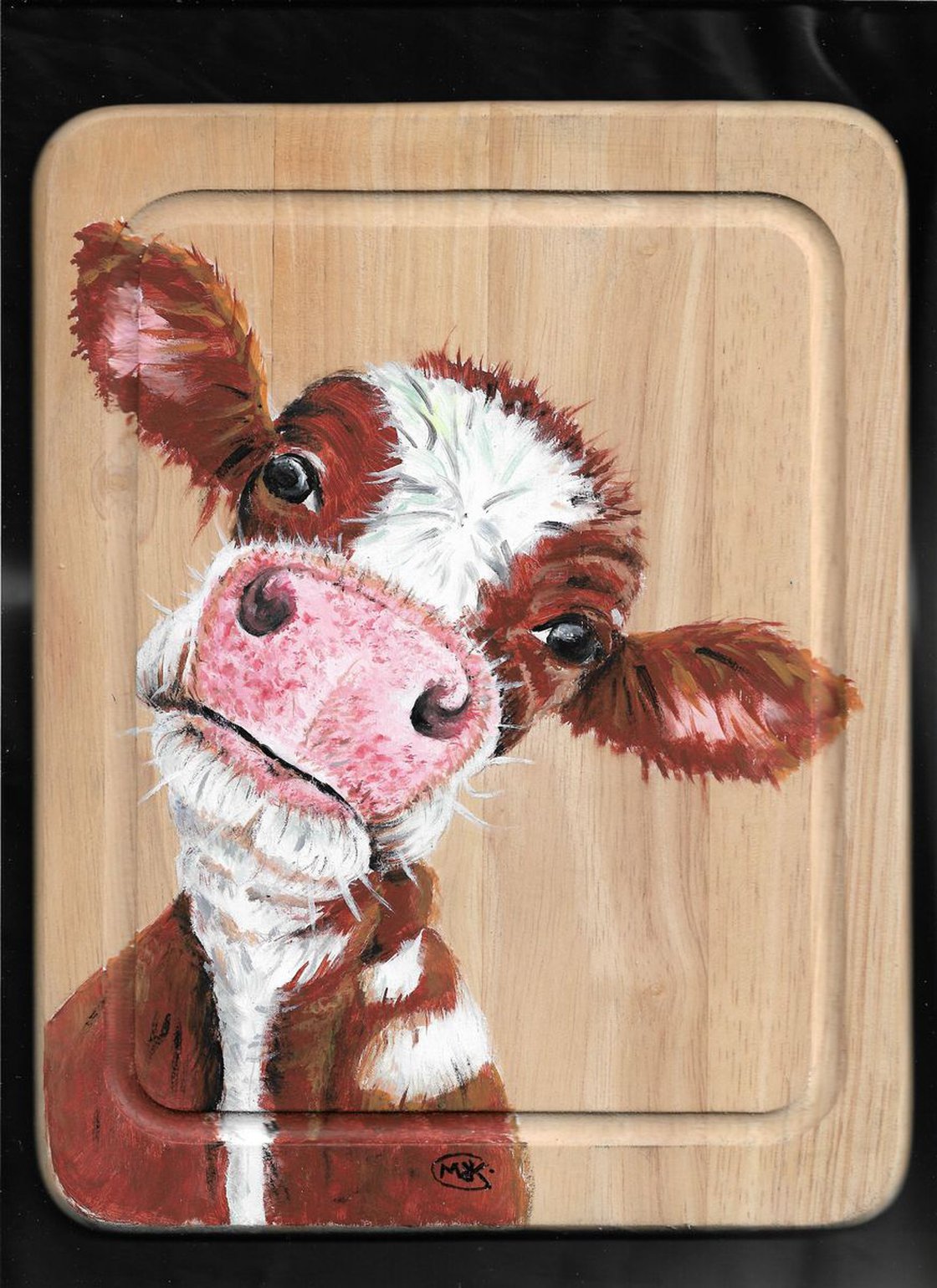 Original 11x14 Inch Acrylic Painting Of A Cow On Wood deals