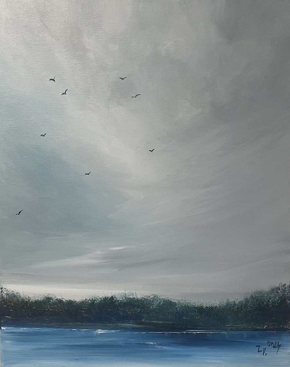 Impressionistic Landscape Acrylic Painting By Timea Valsami, 16 X 20", A Place Beyond, Original Artwork