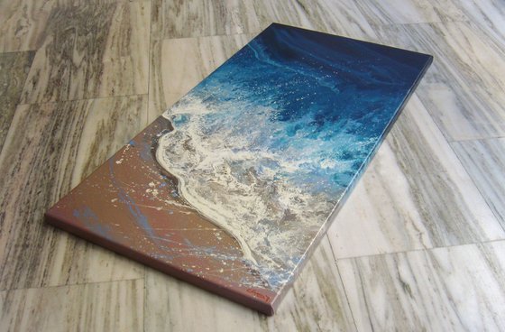 46.8" Seascape "Evening Waves" LARGE Painting  60 x 119 cm