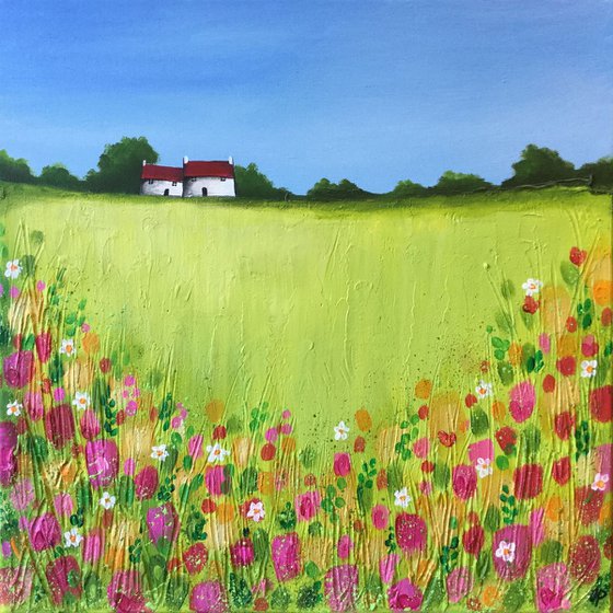 Meadow cottages #3 Textured Landscape