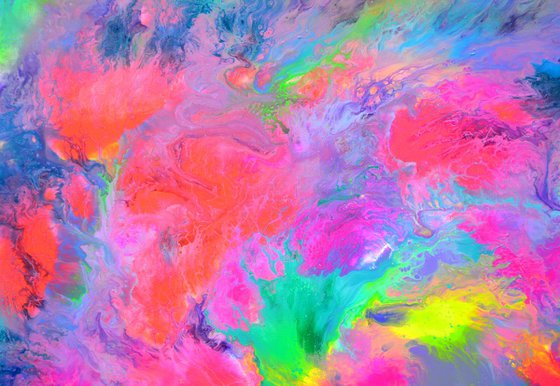 240x80 cm - The Sound of the Water in Slow Motion - XXXL Large Modern Abstract Fluid Big Painting - Large Multi-panelled Artwork, Ready to Hang, Office, Hotel and Restaurant Wall Decoration