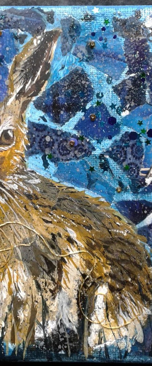 Hare and pearly moon by Fiona Plaisted