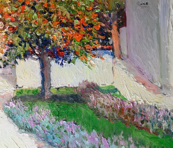 Garden with Lavender and Orange Tree