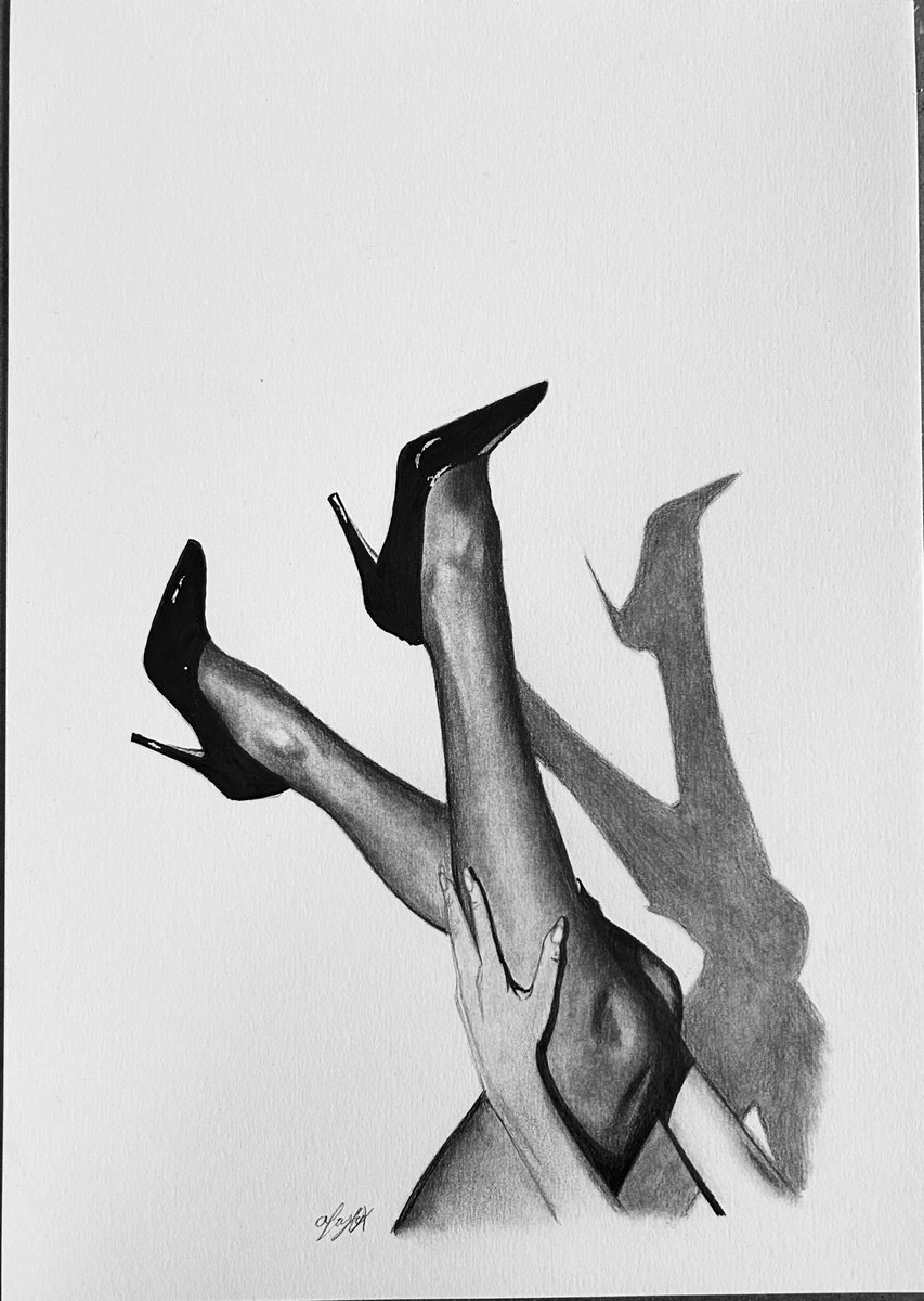 Photorealistic Portrait Pencil Drawing By Amelia Taylor, 8 X 12, Legs Up, Original Artwork
