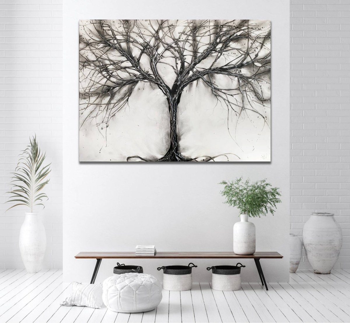 Grey Silver Metallics Tree by Carol Wood
