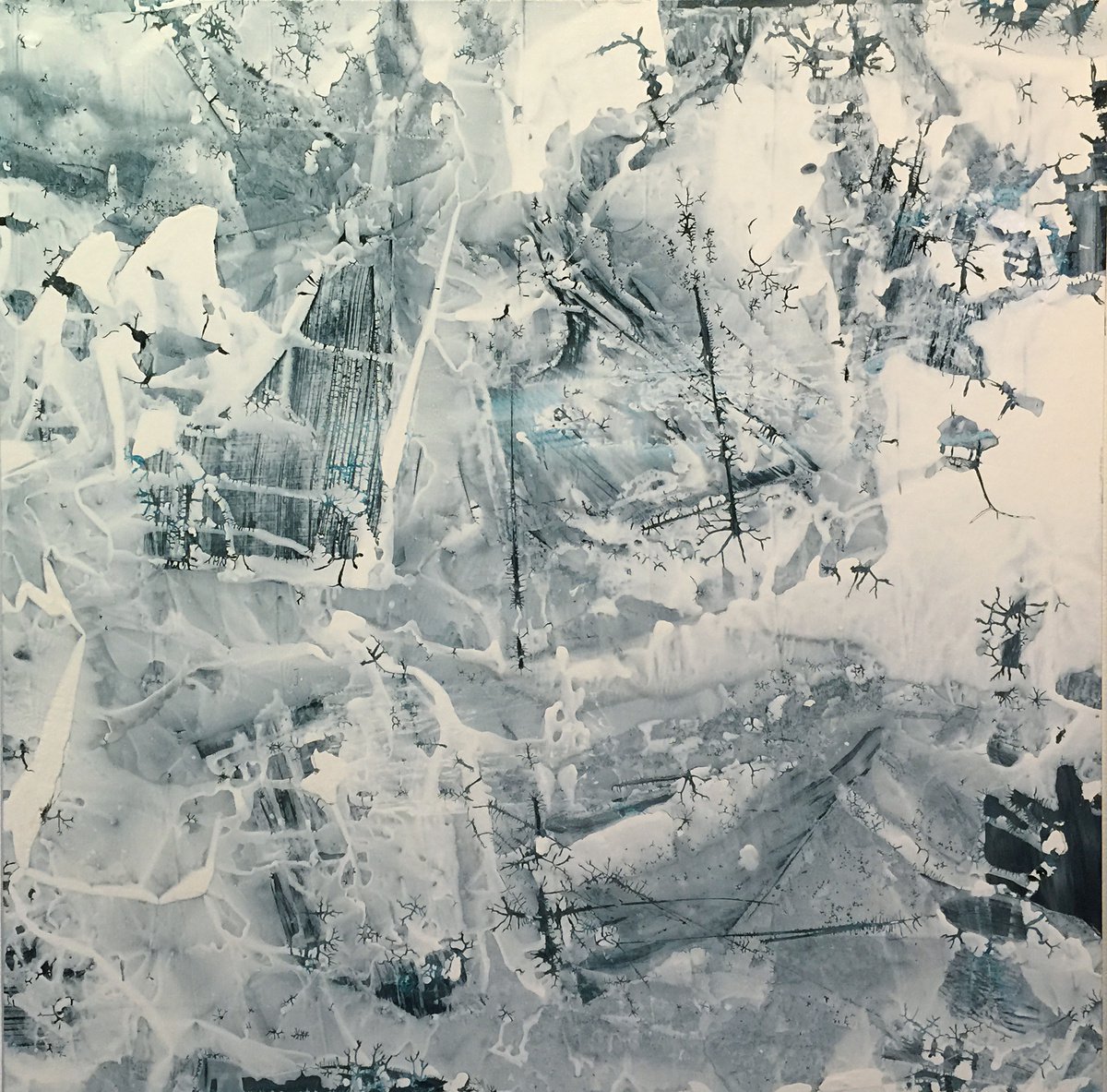 Organic Abstract Acrylic Painting By Steve Pennisi, 36 X 36", December 