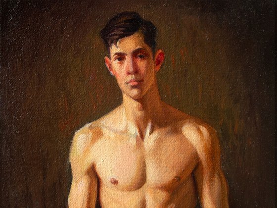 YOUNG MAN WITH A BASEBALL GLOVE