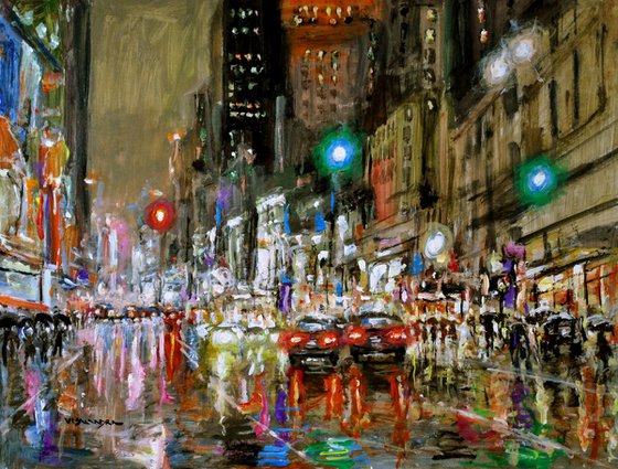 New York City Streets in Rain 2, 16x12 in