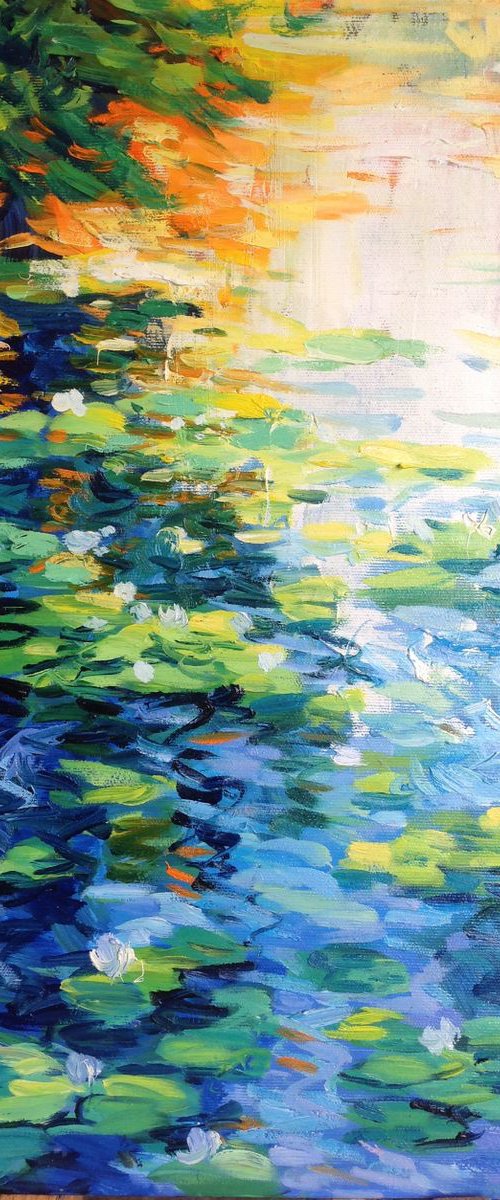 Sunset over the waterlilies pond by Nataliia Nosyk