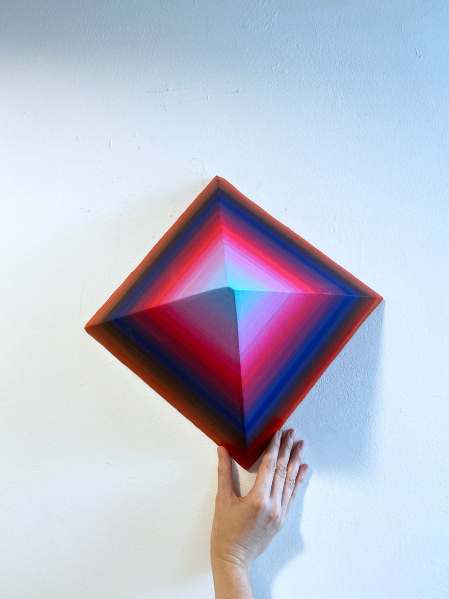 Geometric Cityscapes Sculpture By Jessica Moritz, 12 X 12, Fahrenheit, Pyramid, Something