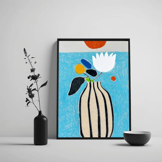 Striped Vase Floral Art