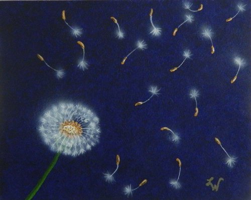 Wishes - dandelion painting; home, office décor by Liza Wheeler