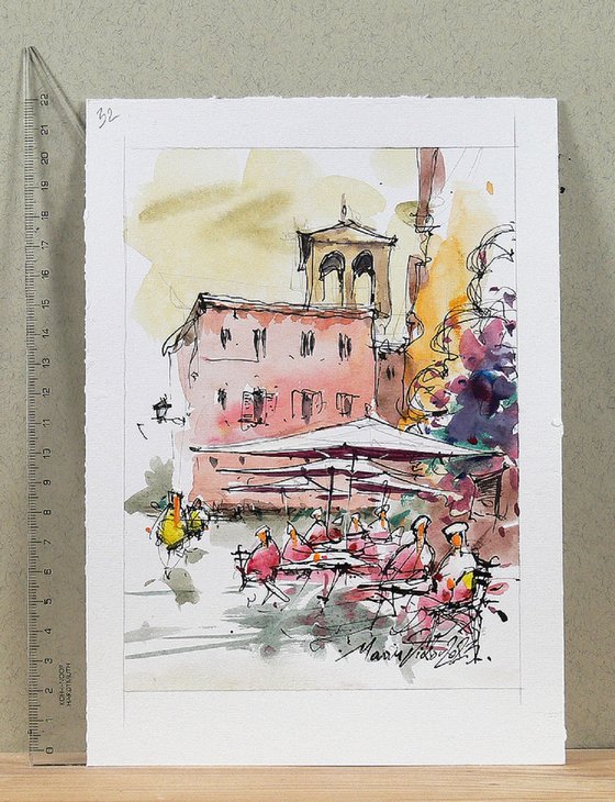 Rome, Trastevere-Watercolor.