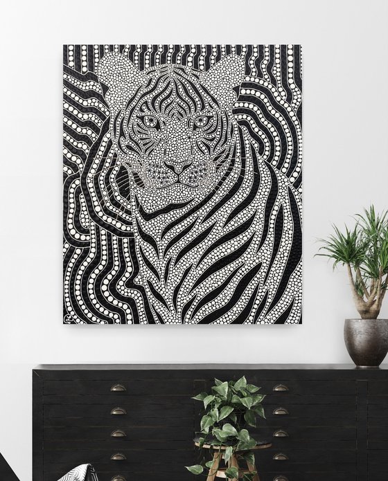 Hypnotic Black and White Tiger