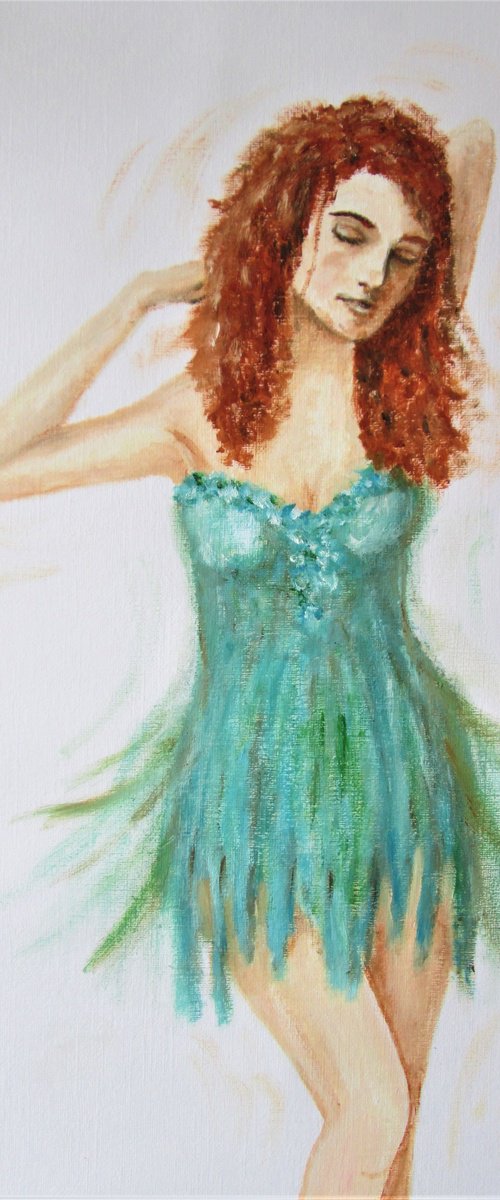 Dancer in turquoise dress by MARJANSART