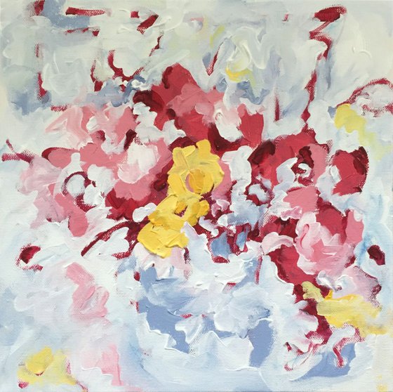 Abstract Painting - Floral Abstraction 5.26 - Acrylic on Canvas - 12" x 12"