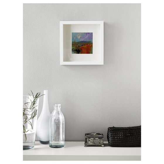 Framed, small abstract painting, FREE delivery; Composition 5