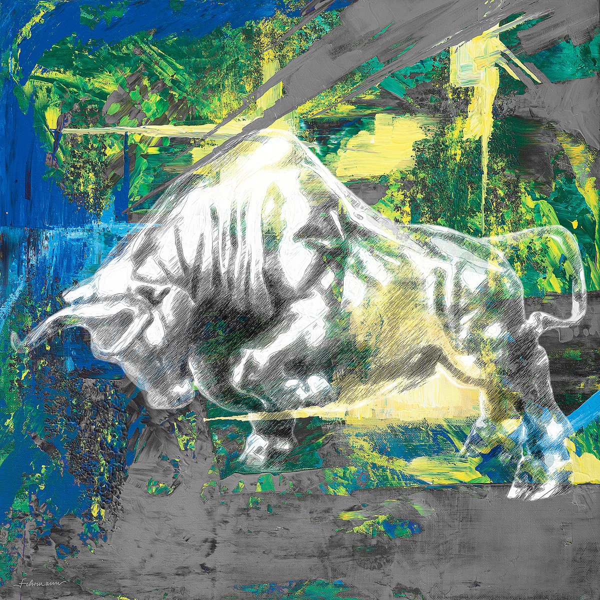 Animal Giclee Print By Uwe Fehrmann, 47 X 47", Explorer, Original Artwork