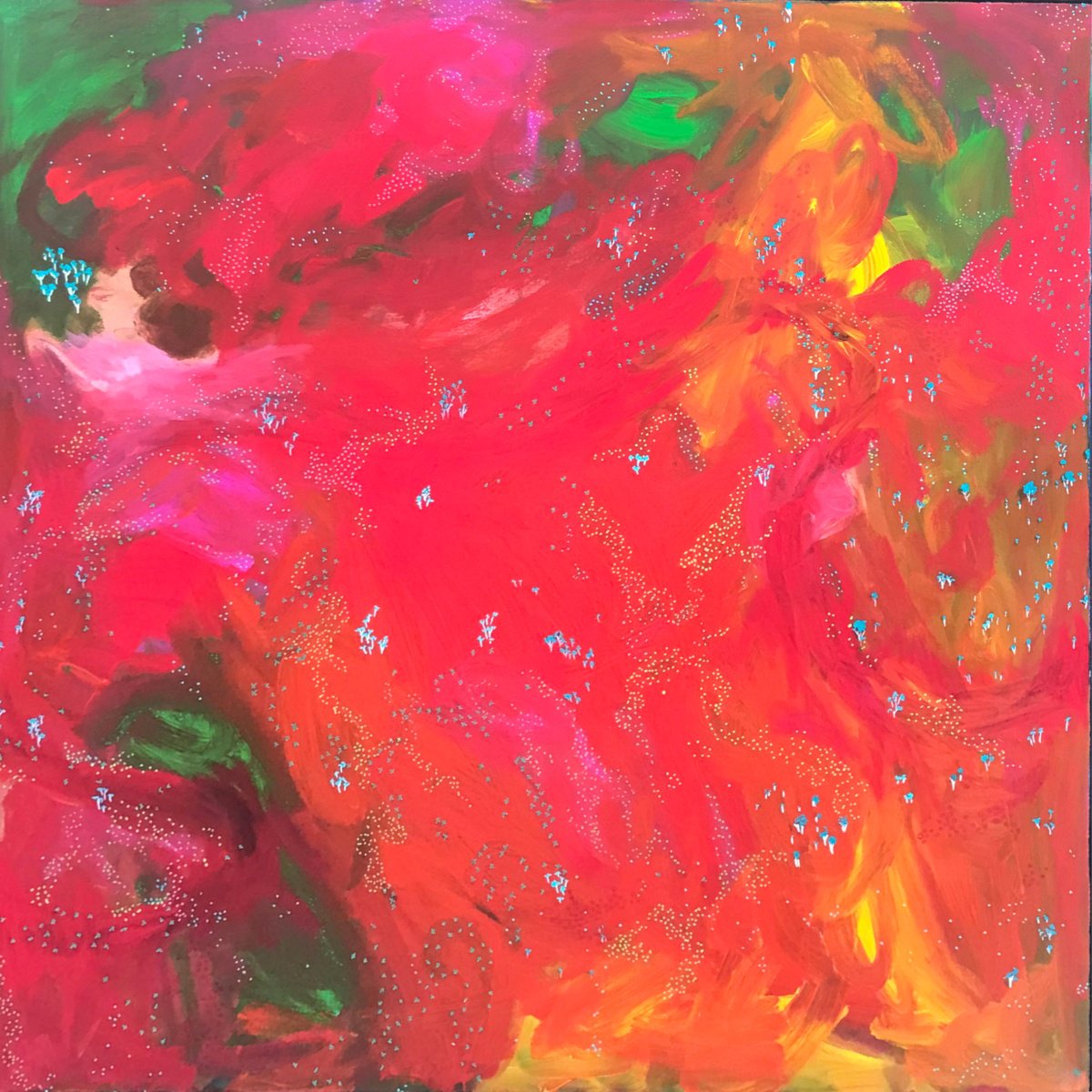 Abstract Landscape Acrylic Painting By Jennifer Bell, 40 X 40, White Gum Trees, Original Artwork