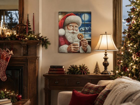Santa Claus with Milk and Cookie