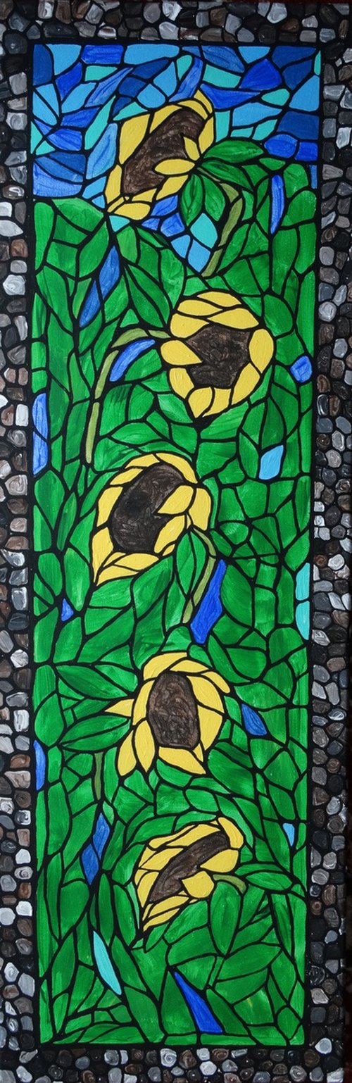 Stained glass sunflowers by Rachel Olynuk