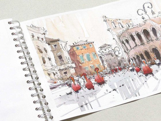 Verona, pen and watercolor.