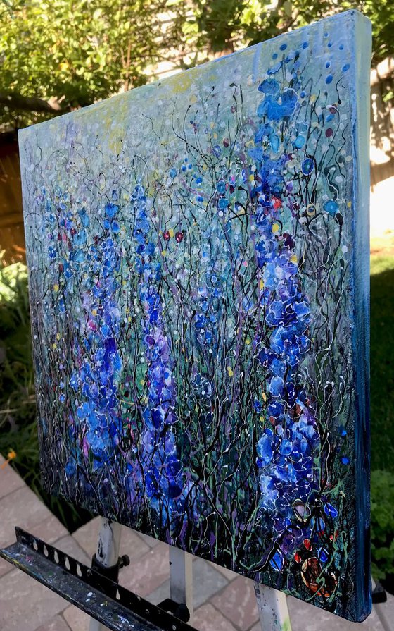 Delphiniums - Original Painting   by Olena Art