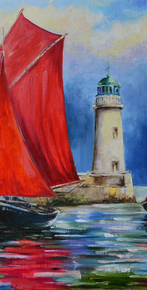 Regatta with scarlet sails by Tatyana Ambre