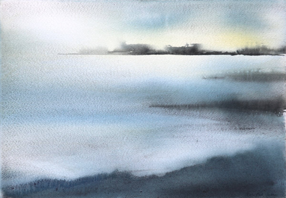 Seascape in watercolour Calm by Aimee Del Valle