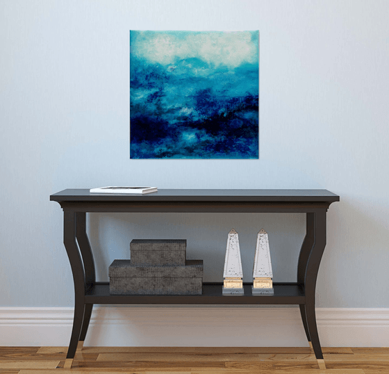 Blue abstract water landscape n°2 - Wall art Abstraction Home decor Oil painting