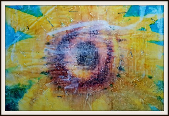 Girasole (n.316) - 75 x 49 x 2,50 cm - ready to hang - mix media painting on stretched canvas