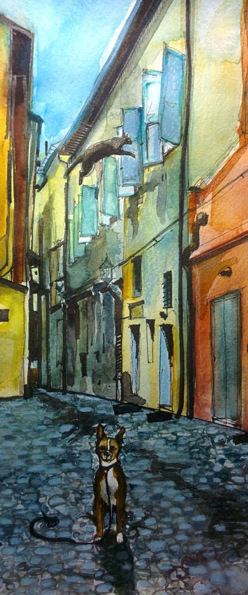 One quiet street of Bologna by Jelena Nova