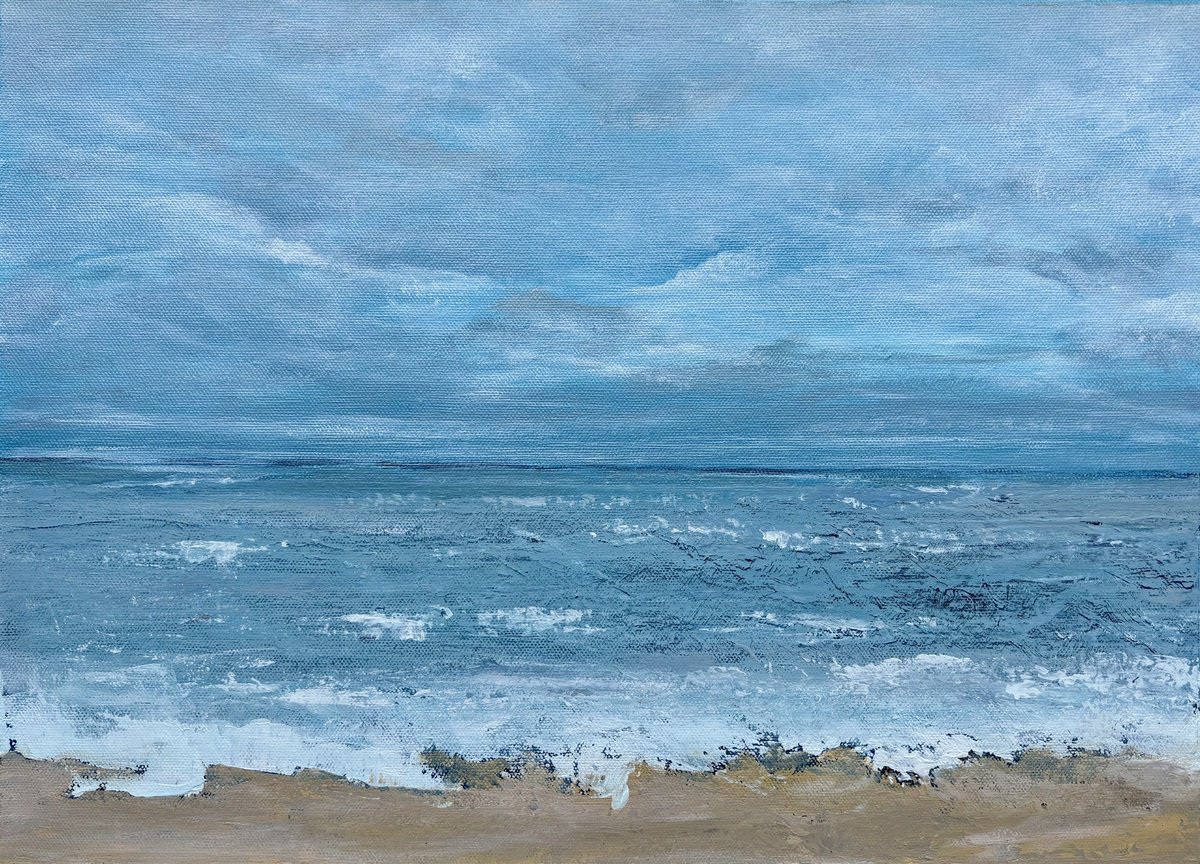 Abstract Landscape Acrylic Painting By Benna Holden, 16 X 12, Fire Island, Original Artwork