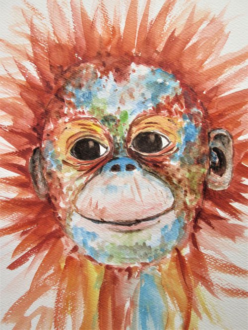 Cute Orangutan Portrait by MARJANSART