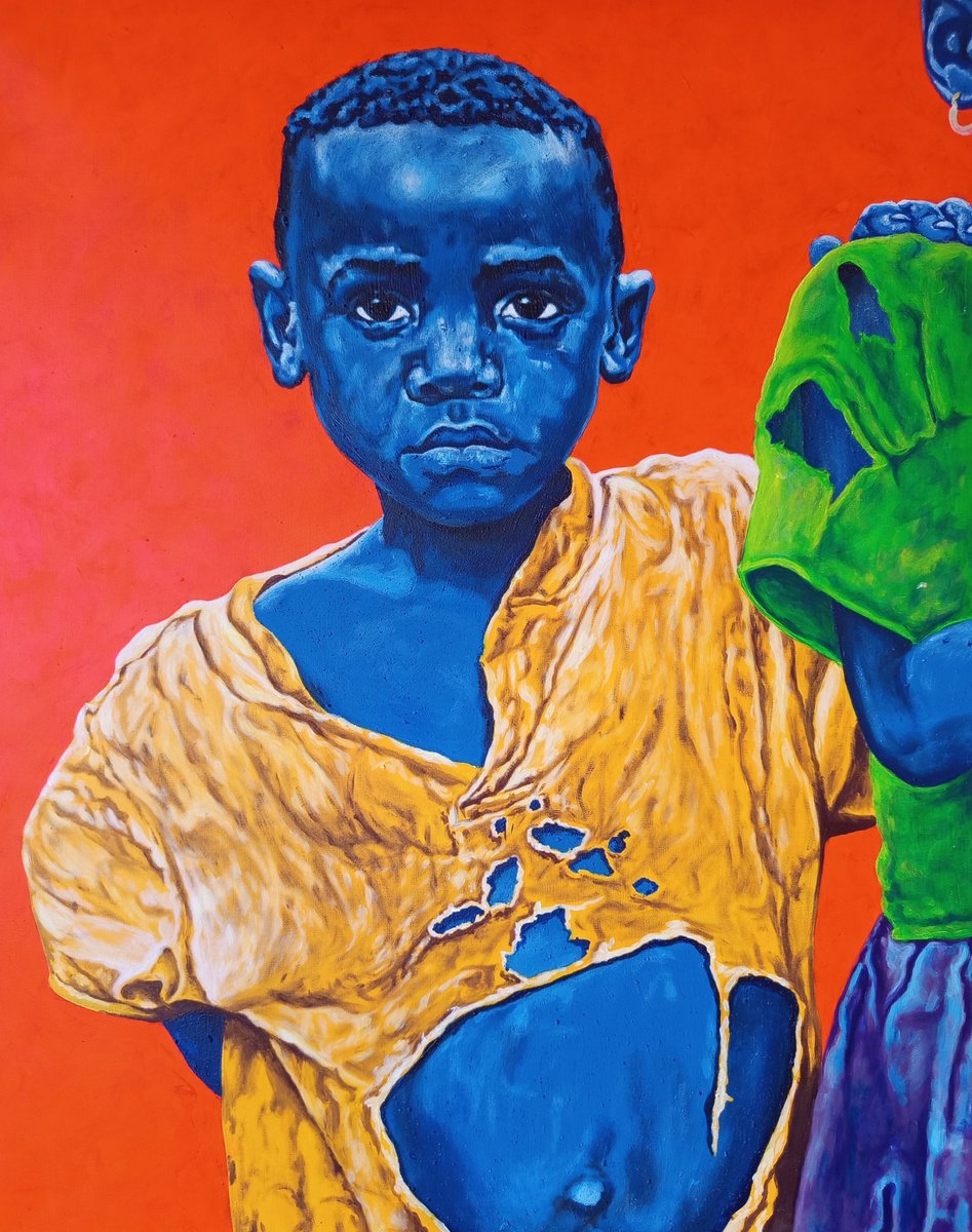 Expressive Portrait Acrylic Painting By Clement Mohale, 31 X 39, Delicate Balance Iii, Original Artwork