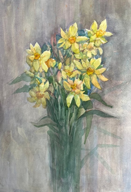 Ukrainian art Daffodils watercolors